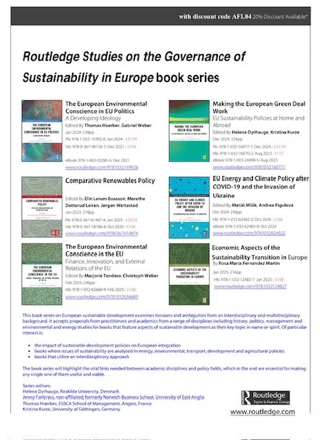 Recent publications in the Routledge BOOK SERIES - Routledge Studies on the Governance of Sustainability in Europe