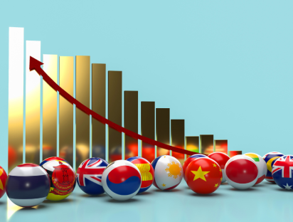 Golden bar graph to illustrate economic